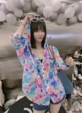 新款韩货洋气彩色花色连帽防晒衣，其它，L·H·X