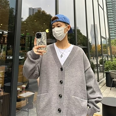 秋冬新款V领羊绒开衫男女气质百搭带兜羊毛衫针织外搭M333/P54，男装针织衫/毛衣，星座506