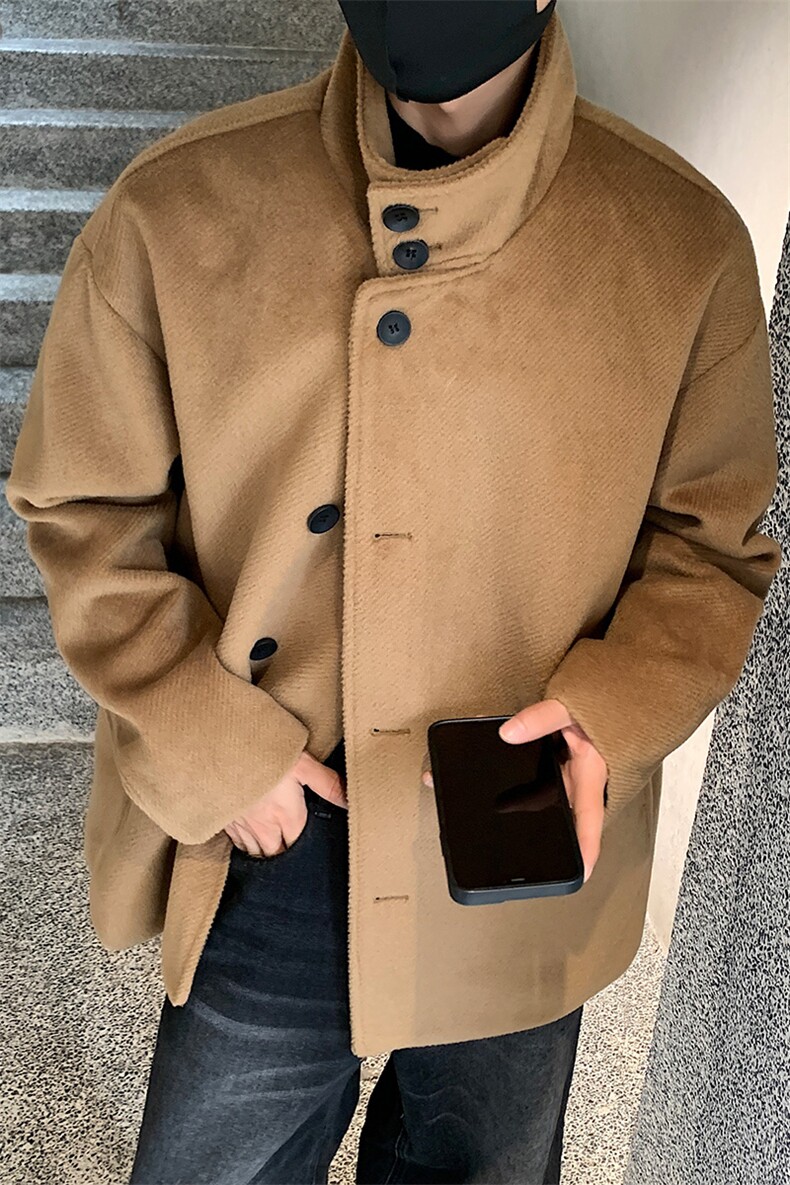 立领短款毛呢风衣男韩版百搭呢子夹克保暖大衣外套B289-F2492P115,男装夹克,电商B289