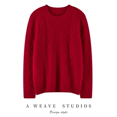 2025舒适百搭秋季新款软糯舒适波绿扭花羊绒衫，女装羊绒衫，英皇羊绒