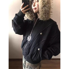 潮座山雕棉衣外套女2025冬季新款cleanfit短款加厚高级感棉服潮，男装棉衣，星座506A