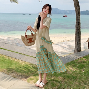 【现货】重工艺剪花拼接T恤连衣裙2C158-8672-P135-K198图片