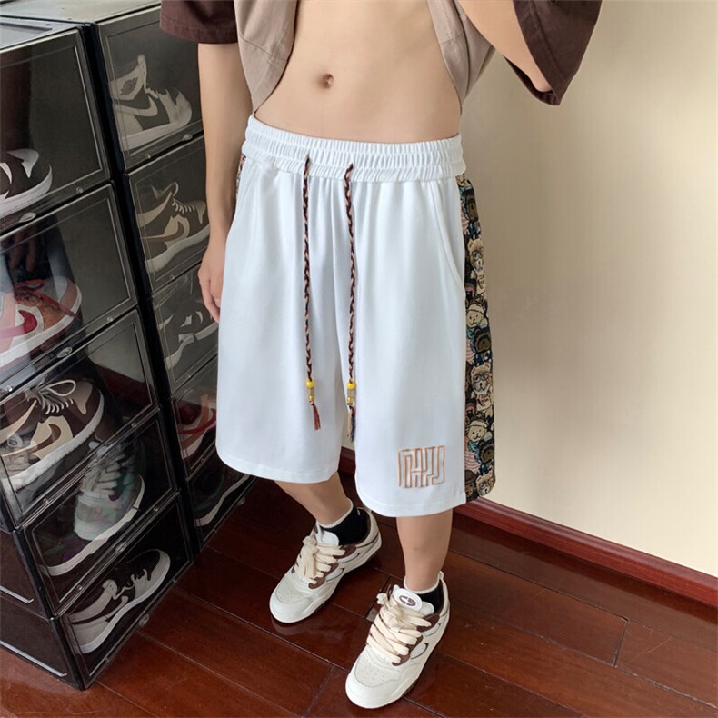 风短裤男夏季美式复古拼接五分裤潮牌宽松大码XZ102B-1DK509P25图片