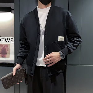 男士卫衣外套棒球服长袖纽扣针织衫拼色口袋休闲上衣男夹克潮图片