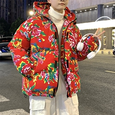 CC99东北大花连帽加厚保暖防寒棉衣外套风特色棉服情侣花衣，男装棉衣，星座115A(原星座507）