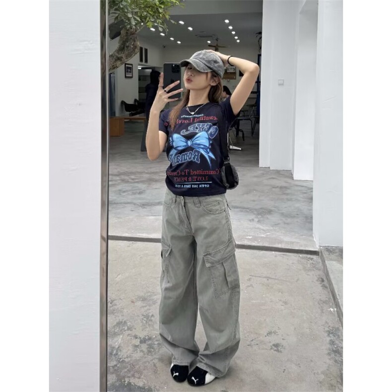 美式微喇叭牛仔裤男女复古cleanfit水洗棉工装裤子K9006-P60网图,男装牛仔裤,电商B245