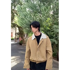 网图条纹拼接假两件外套男美式复古廓形飞行员夹克JKT15-特P68，男装夹克，星座1007（原301D）