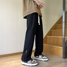 直播品质夏季侧拉链休闲裤男宽松拖地百搭D329-QM586-P60-控88，男装休闲裤，电商D329