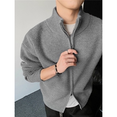 拉链立领开衫毛衣男秋季cleanfit美式针织衫外套宽松上衣D95，男装针织衫/毛衣，星座516A