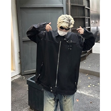 美式复古金属机能牛仔夹克外套男女宽松休闲秋季9320P73，男装工装外套，星座410-2
