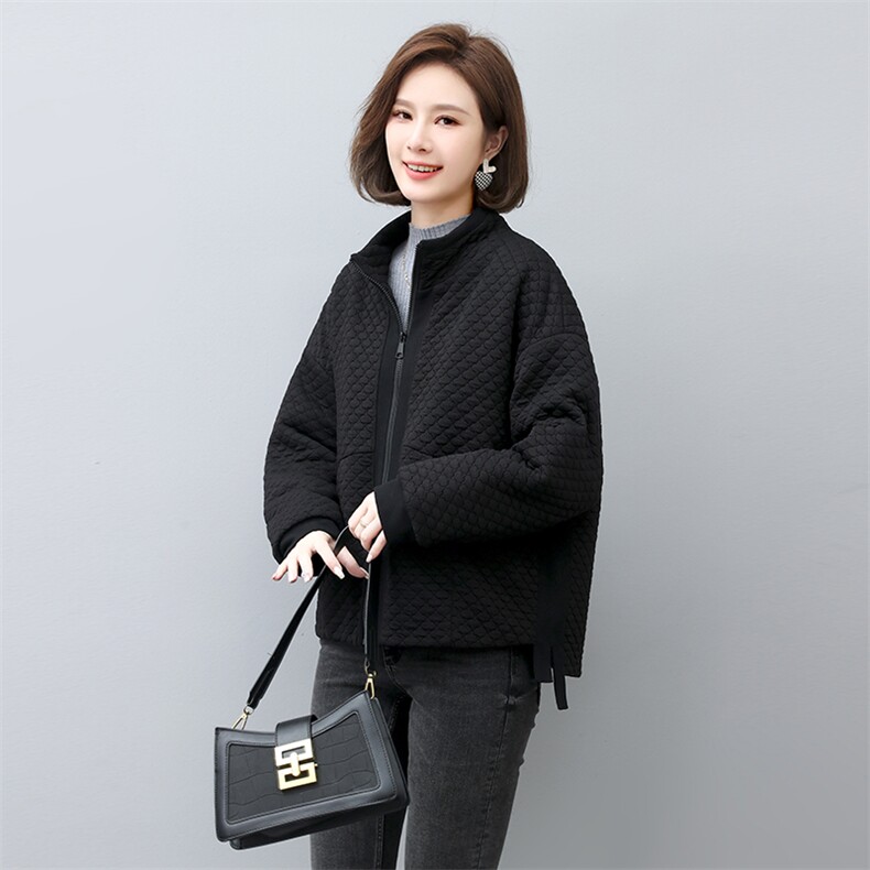 2023冬季新款拼接时尚休闲夹棉保暖舒适外套,女装棉衣/棉服,独衣靓