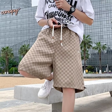 休闲沙滩裤子夏季日系运动短裤男纯棉五分裤男宽松中裤K6077-P23，男装休闲裤，星座512-2