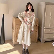 春现轻风印花瘦腰显瘦连衣裙B190-5011-P140-K198，女装连衣裙，2B190