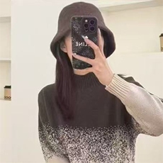2025年秋季时尚百搭通勤简约休闲渐变色半高，女装针织衫/毛衣，暖姿羊绒