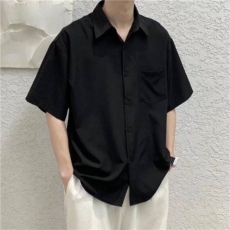 高街短袖衬衫男夏季潮流ulzzang百搭休闲五分袖衬衣CY1207-P26,男装T恤,星座412-2