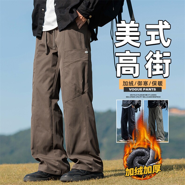 工装裤男秋冬季新款潮牌户外运动冲锋休闲长裤Z9857-P50/加绒P58图片