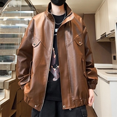 潮流新款皮衣立领男士机车情侣款外套皮夹克春季A266-PY008-P75，男装夹克，电商A266