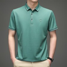男士新款休闲时尚翻领体恤上衣夏季新款中年纯色休闲百搭潮流男装，男装T恤，电商B212（原钱塘6029）