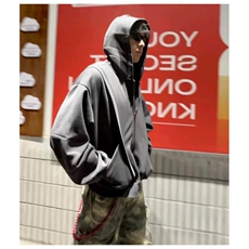 网图重磅全棉420克工装口袋卫衣拼接连帽开衫外套RH5330-P65，男装工装外套，四季星座610B