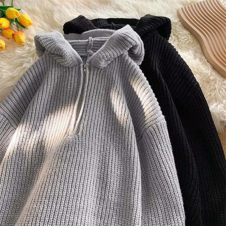 得物品质秋男连帽毛衣拉链针织衫打底外套M114P58,男装针织衫/毛衣,星座1013-1