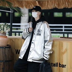 潮男大货秋装夹克男亮面棒球服男女夜店外套男JK1702款P95港风D，男装夹克，星座401