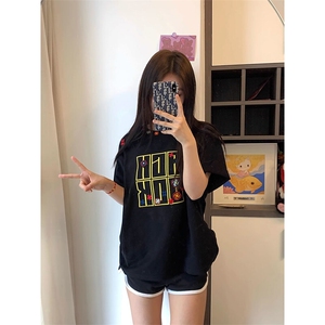 万针全刺绣工艺抖音得物高品质260克重磅纯棉双纱美式高街短袖T恤图片