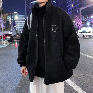 羊羔毛棉衣男冬季港风宽松百搭加绒加厚情侣棉服外套韩版w273-P48图片