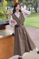 春装新款大量现货！条纹衬衫背心裙两件套2C133-8908-P165-K218，女装套装/套裙，2C133