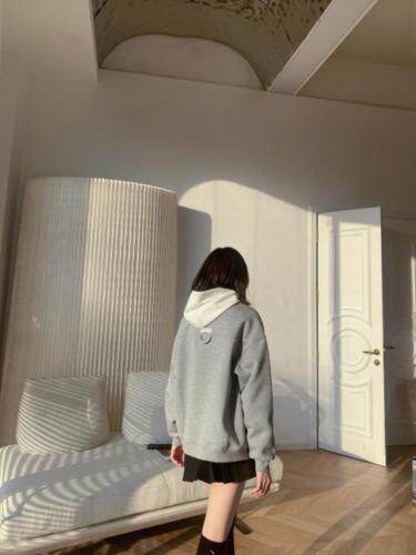 贴标廓形外套，女装，G7V7