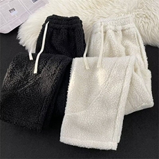 羊羔绒弯刀棉裤加绒加厚卫裤青少年大口袋保暖长裤H65P50，男装棉裤，星座1013-1