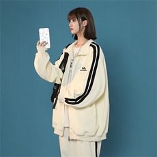 XZ301ATZ07中性撞色条纹学生休闲套装上衣P68控88裤子P50控68，男装休闲套装，星座301A