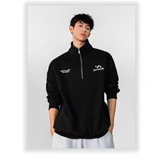 5602-P50美式复古潮牌港风刺绣字母宽松半拉链卫衣，女装卫衣/绒衫，星座617A-2