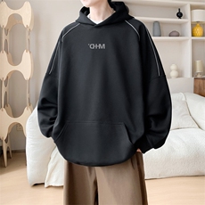 华棉内景秋冬新款反光条连帽卫衣男潮宽松百搭WY00667/P50加绒P55，男装卫衣，电商B316