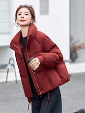 现货！2025年冬季无帽立领加厚保暖时尚羽绒服女，女装羽绒服，沐七七