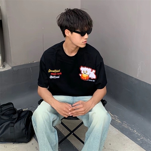 万针全刺绣工艺抖音得物高品质260克重磅纯棉双纱美式高街短袖T恤图片