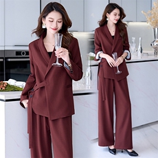 安格拉红西服套装女秋新款又a又飒韩系职业西装外套阔腿裤两件套，女装套装/套裙，火爆靓佳人