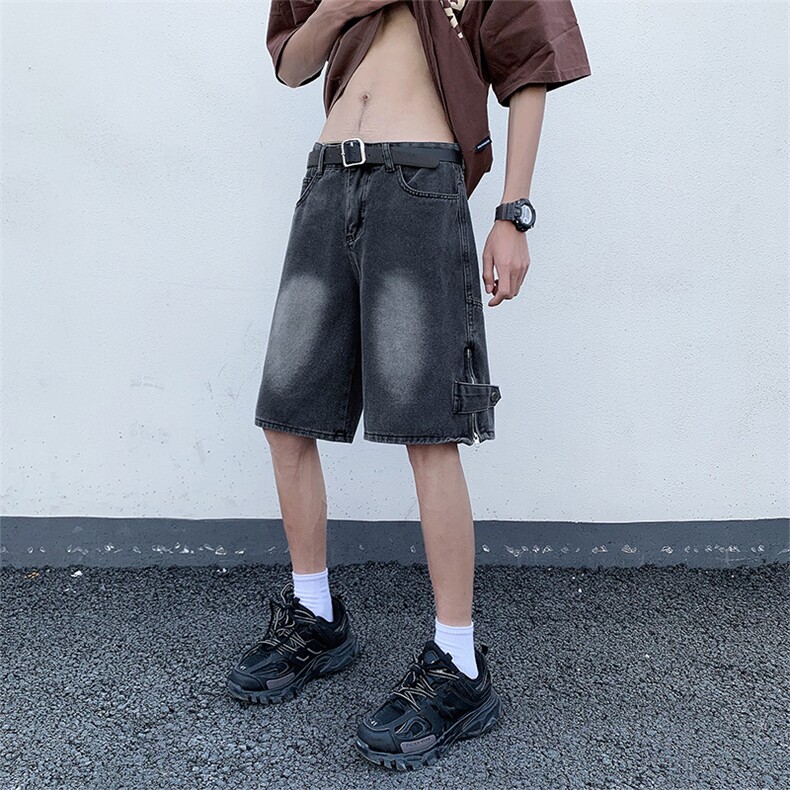 牛仔短裤男夏季高街潮牌休闲潮流五分裤宽松裤子N06671-P45,男装牛仔裤,星座308B-1
