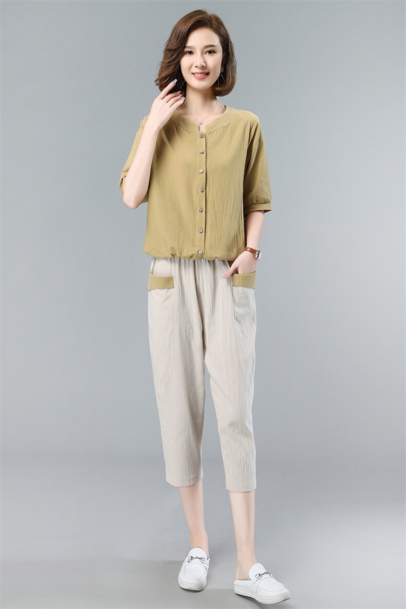 2021年夏季舒适修身纯色气质都市韩版简约宽松显瘦两件套装,女装套装/套裙,依恋蒂丝