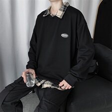 20港风秋款男假两件卫衣贴标宽松休闲外套wy655P40，男装卫衣，星座1013-1