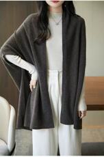 2025年秋季时尚百搭通勤简约休闲蝙蝠袖开衫披肩斗篷，披肩，羿纯羊绒