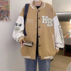 男春季新款棒球服夹克刺绣拼皮外套J1051P65，男装夹克，星座1116-2