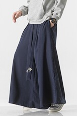 夏季风仿麻休闲宽松阔腿裤汉服裙裤宋裤古风中性风K227/P85，男装民族服装，钱塘713
