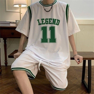 现货TZ05-P45夏季短袖t恤休闲运动套装男士大码短裤子班服