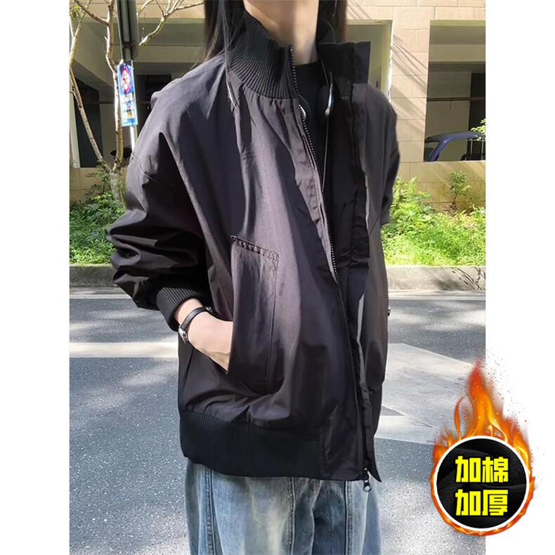 现货冬季美拉德立领飞行夹克廓形高街棒球服加棉加厚棉衣外套，男装夹克，电商A486-1