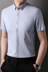 QLM18262男士夏季新款短袖格子衬衣百搭青年休闲衬衫修身免烫，男装衬衫，电商B360