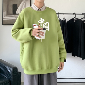 Y2414P38秋冬 圆领潮牌印花上衣打底衫直筒长袖卫衣 港风图片
