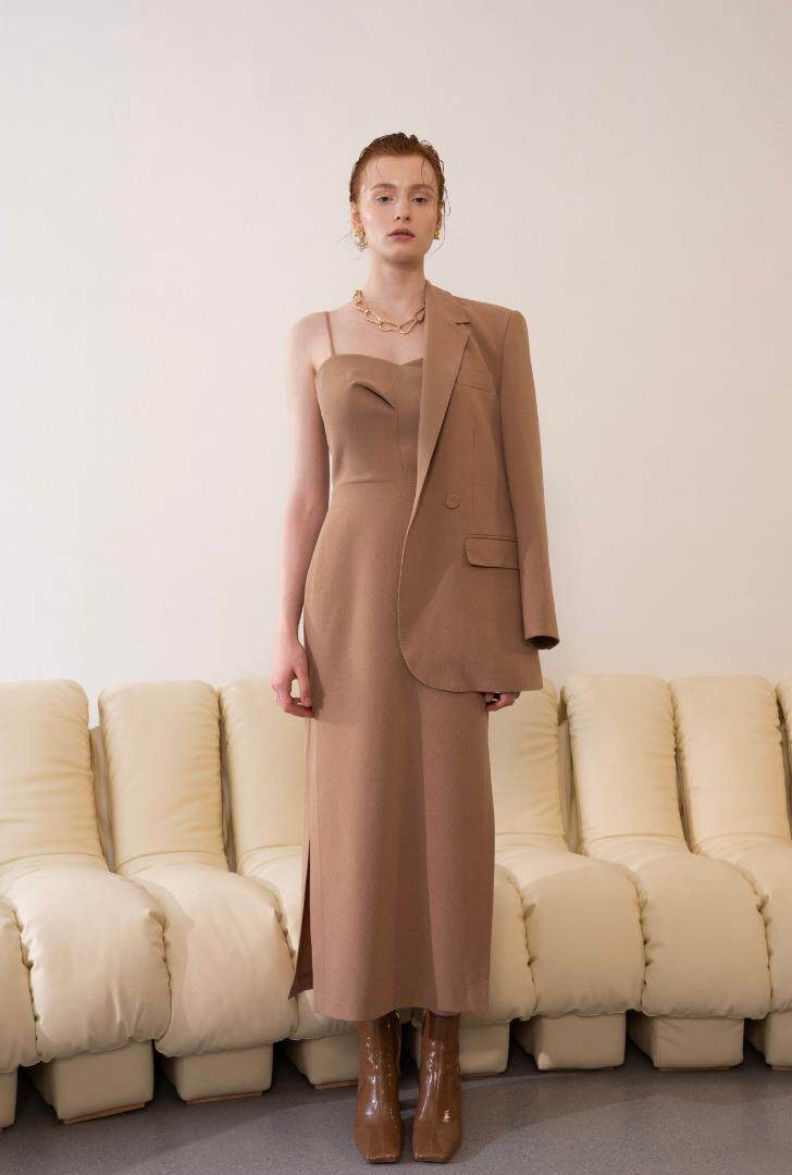 高定系列～珠边西装+吊带套裙，女装西装，GN