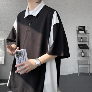 8XL-M拼接撞色短袖t恤男款夏季新款半袖POLO衫加肥加大码DT004P38图片