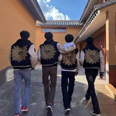 太阳之眼棒球服外套男秋冬季vibe风美式高街夹克小众设计感飞行服，男装夹克，星座603-2