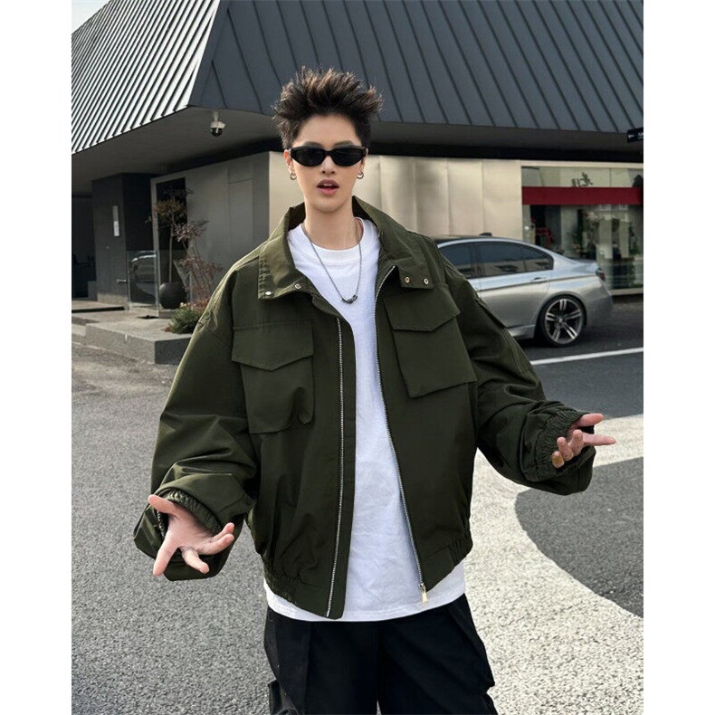 机能风工装外套男春秋休闲美式痞潮牌宽松短装宽松夹克W6519-P67,男装夹克,星座412-2